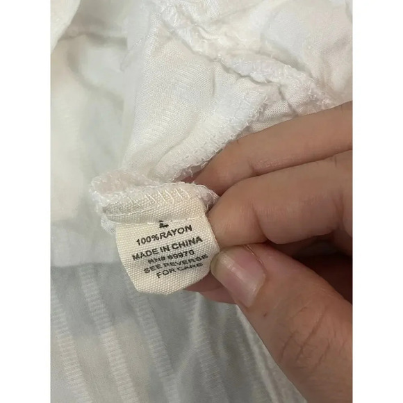 Love Notes SZ Large White Lightweight Shirt Crop Top V-Neck Collared - Picture 4 of 6